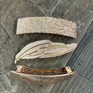 Fashion Jewelry Textured Gold Hair Clip Trio